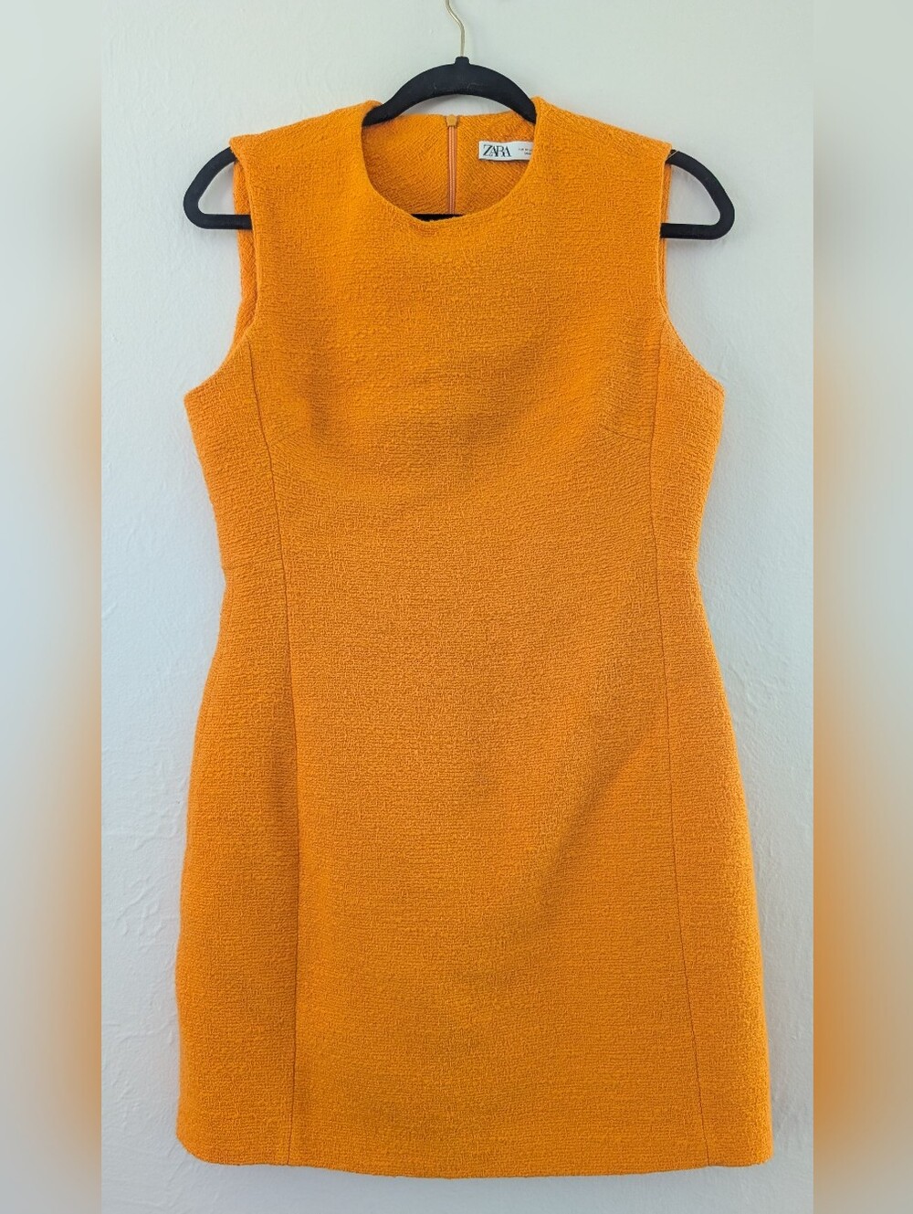 Zara Vibrant Orange Sleeveless Textured Mini Dress Women's Medium Sleek A-Line
